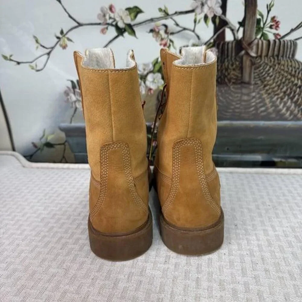 Timberland Womens Size 8.5 Wheat Teddy Fleece Fold Down WaterProof Boots - Picture 4 of 6